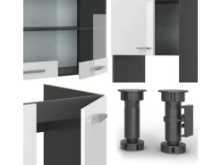 Vicco R-Line Eckküche Weiß Hochglanz/Anthrazit 237 x 247 cm AP Eiche ohne E-Geräte