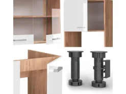 Vicco R-Line Eckküche Weiß Hochglanz/Goldkraft Eiche 237 x 247 cm AP Eiche ohne E-Geräte