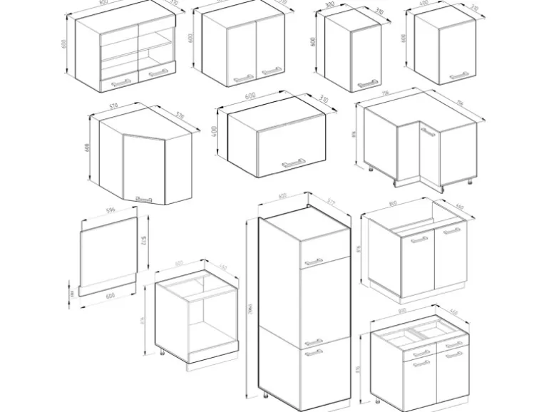 Vicco R-Line Eckküche Weiß Landhaus/Anthrazit 227 x 287 cm AP Eiche ohne E-Geräte
