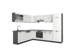 Vicco R-Line Eckküche Weiß Landhaus/Anthrazit 227 x 287 cm ohne Arbeitsplatte ohne E-Geräte