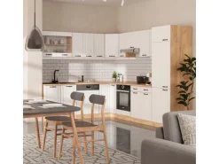 Vicco R-Line Eckküche Weiß Landhaus/Goldkraft Eiche 227 x 287 cm AP Eiche ohne E-Geräte