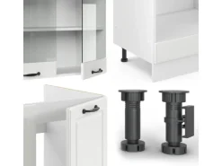 Vicco R-Line Eckküche Weiß Landhaus/Weiß 227 x 287 cm AP Eiche ohne E-Geräte