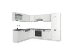 Vicco R-Line Eckküche Weiß Landhaus/Weiß 227 x 287 cm ohne Arbeitsplatte ohne E-Geräte