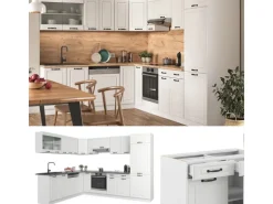 Vicco R-Line Eckküche Weiß Landhaus/Weiß 227 x 287 cm AP Anthrazit ohne E-Geräte