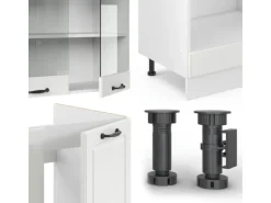 Vicco R-Line Eckküche Weiß Landhaus/Weiß 227 x 287 cm AP Marmor ohne E-Geräte