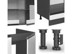 Vicco R-Line Eckküche Weiß/Anthrazit 257 x 277 cm J-ShapeAP Anthrazit ohne E-Geräte