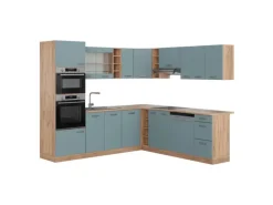 Vicco R-Line Einbauküche Blau-Grau/Goldkraft Eiche 237 x 60 cm ohne Arbeitsplatte ohne E-Geräte