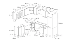 Vicco R-Line Einbauküche Schwarz Hochglanz/Anthrazit 227 x 287 cm ohne Arbeitsplatte ohne E-Geräte