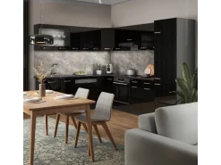 Vicco R-Line Einbauküche Schwarz Hochglanz/Anthrazit 227 x 287 cm ohne Arbeitsplatte ohne E-Geräte