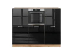 Vicco R-Line Einbauküche Schwarz Hochglanz/Goldkraft Eiche 180 cm ohne Arbeitsplatte ohne E-Geräte