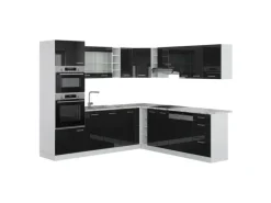 Vicco R-Line Einbauküche Schwarz Hochglanz/Weiß 237 x 60 cm ohne Arbeitsplatte ohne E-Geräte