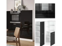 Vicco R-Line Einbauküche Schwarz Hochglanz/Weiß 180 cm ohne Arbeitsplatte ohne E-Geräte
