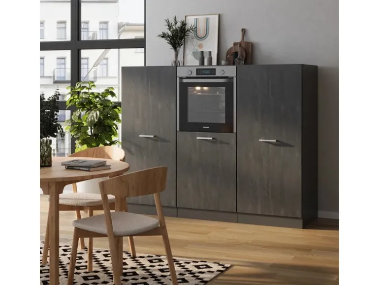 Vicco R-Line Einbauküche Schwarz Beton/Anthrazit 180 cm ohne Arbeitsplatte ohne E-Geräte