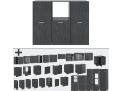 Vicco R-Line Einbauküche Schwarz Beton/Anthrazit 180 cm ohne Arbeitsplatte ohne E-Geräte