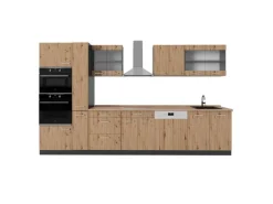 Vicco R-Line Küche Artisan Eiche/Anthrazit 350 cm mit HochschrankAP Eiche ohne E-Geräte