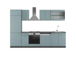 Vicco R-Line Küche Blau-Grau/Anthrazit 300 cm ohne Arbeitsplatte ohne E-Geräte