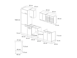 Vicco R-Line Küche Schwarz Hochglanz/Weiß 300 cm ohne Arbeitsplatte ohne E-Geräte