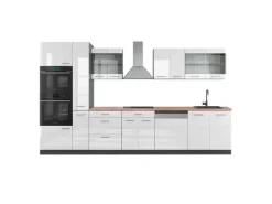 Vicco R-Line Küche Weiß Hochglanz/Anthrazit 350 cm mit HochschrankAP Eiche ohne E-Geräte