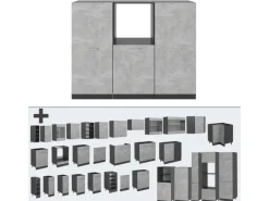 Vicco R-Line Küchenblock Beton/Anthrazit 180 cm ohne Arbeitsplatte ohne E-Geräte