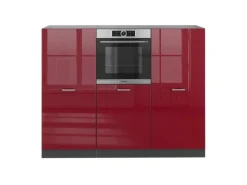 Vicco R-Line Küchenblock Bordeaux Hochglanz/Anthrazit 180 cm ohne Arbeitsplatte ohne E-Geräte