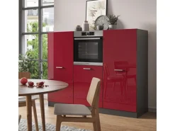 Vicco R-Line Küchenblock Bordeaux Hochglanz/Anthrazit 180 cm ohne Arbeitsplatte ohne E-Geräte