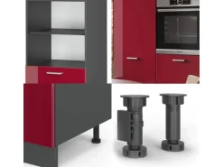 Vicco R-Line Küchenblock Bordeaux Hochglanz/Anthrazit 180 cm ohne Arbeitsplatte ohne E-Geräte