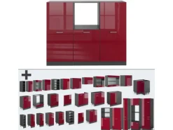 Vicco R-Line Küchenblock Bordeaux Hochglanz/Anthrazit 180 cm ohne Arbeitsplatte ohne E-Geräte