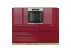 Vicco R-Line Küchenblock Bordeaux Hochglanz/Goldkraft Eiche 180 cm ohne Arbeitsplatte ohne E-Geräte