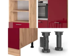 Vicco R-Line Küchenblock Bordeaux Hochglanz/Goldkraft Eiche 180 cm ohne Arbeitsplatte ohne E-Geräte