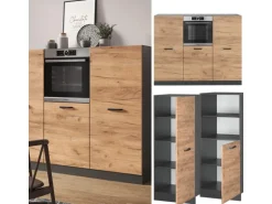 Vicco R-Line Küchenblock Goldkraft Eiche/Anthrazit 180 cm ohne Arbeitsplatte ohne E-Geräte