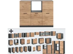 Vicco R-Line Küchenblock Goldkraft Eiche/Anthrazit 180 cm ohne Arbeitsplatte ohne E-Geräte