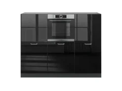 Vicco R-Line Küchenblock Schwarz Hochglanz/Anthrazit 180 cm ohne Arbeitsplatte ohne E-Geräte