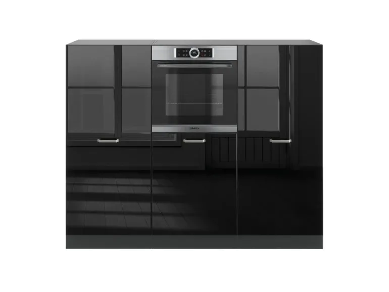 Vicco R-Line Küchenblock Schwarz Hochglanz/Anthrazit 180 cm ohne Arbeitsplatte ohne E-Geräte