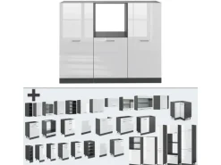 Vicco R-Line Küchenblock Weiß Hochglanz/Anthrazit 180 cm ohne Arbeitsplatte ohne E-Geräte