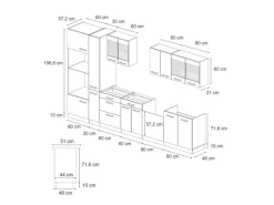 Vicco R-Line Küchenzeile Anthrazit Landhaus/Goldkraft Eiche 350 cm AP Marmor ohne E-Geräte