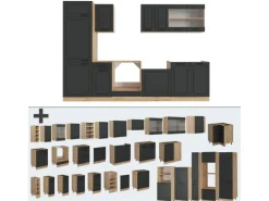 Vicco R-Line Küchenzeile Anthrazit Landhaus/Goldkraft Eiche 300 cm AP Eiche ohne E-Geräte