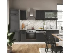 Vicco R-Line Küchenzeile Anthrazit Landhaus/Weiß 300 cm AP Anthrazit ohne E-Geräte