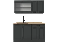 Vicco R-Line Küchenzeile Anthrazit Landhaus/Anthrazit 140 cm AP Eiche ohne E-Geräte