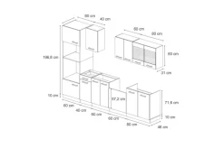 Vicco R-Line Küchenzeile Anthrazit Landhaus/Goldkraft Eiche 300 cm mit Hochschrankohne Arbeitsplatte ohne E-Geräte