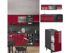 Vicco R-Line Küchenzeile Anthrazit Landhaus/Weiß 240 cm AP Eiche ohne E-Geräte