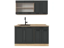 Vicco R-Line Küchenzeile Anthrazit Landhaus/Goldkraft Eiche 140 cm AP Eiche ohne E-Geräte