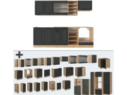 Vicco R-Line Küchenzeile Anthrazit Landhaus/Goldkraft Eiche 240 cm AP Anthrazit ohne E-Geräte