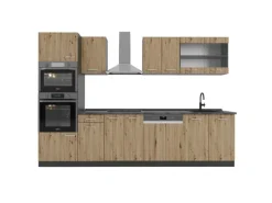 Vicco R-Line Küchenzeile Artisan Eiche/Anthrazit 300 cm mit Hochschrankohne Arbeitsplatte ohne E-Geräte