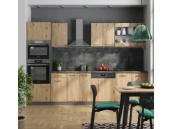 Vicco R-Line Küchenzeile Artisan Eiche/Anthrazit 300 cm mit Hochschrankohne Arbeitsplatte ohne E-Geräte