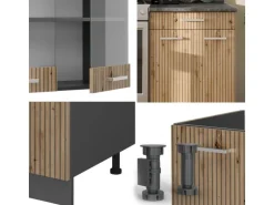 Vicco R-Line Küchenzeile Artisan Eiche/Anthrazit 200 cm ohne Arbeitsplatte ohne E-Geräte