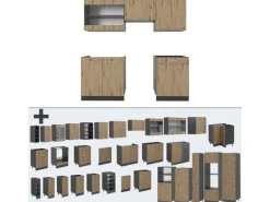 Vicco R-Line Küchenzeile Artisan Eiche/Anthrazit 200 cm ohne Arbeitsplatte ohne E-Geräte