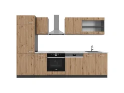 Vicco R-Line Küchenzeile Artisan Eiche/Anthrazit 300 cm AP Marmor ohne E-Geräte