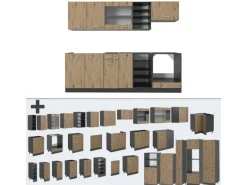 Vicco R-Line Küchenzeile Artisan Eiche/Anthrazit 240 cm AP Marmor ohne E-Geräte
