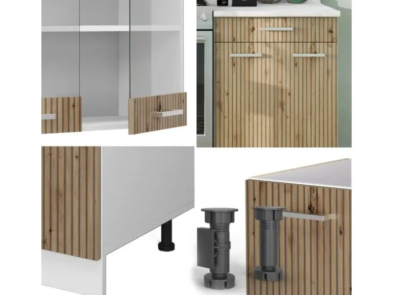 Vicco R-Line Küchenzeile Artisan Eiche/Weiß 200 cm AP Eiche ohne E-Geräte