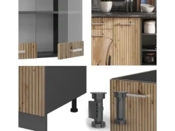 Vicco R-Line Küchenzeile Artisan Eiche/Anthrazit 240 cm AP Anthrazit ohne E-Geräte